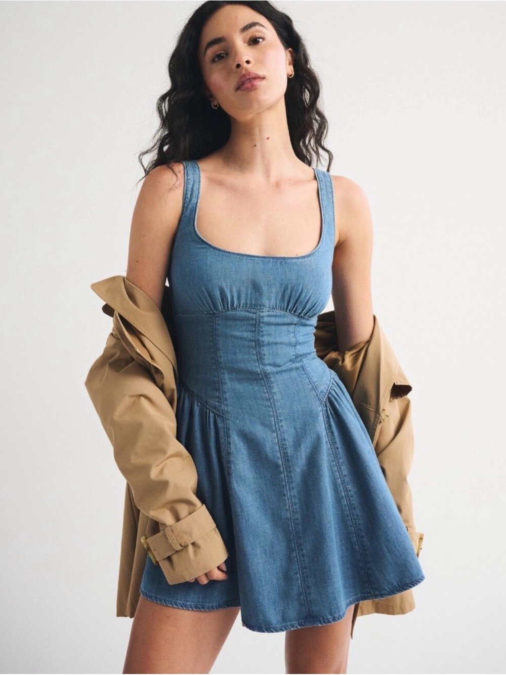 NWT Abercrombie Bra-free Dylan Mini Dress in Chambray